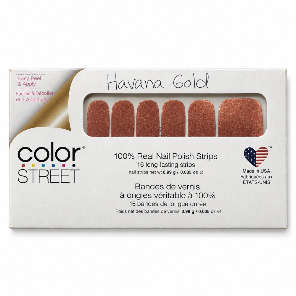 Color Street Havana Gold Copper Shimmer Nail Polish Strips 16 Count New Sealed